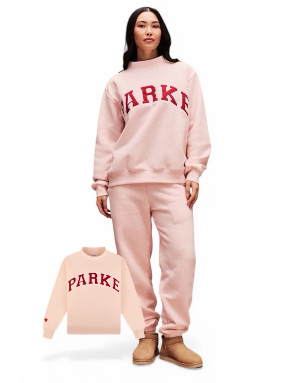 NEW, Parke Valentine’s Varsity Mockneck in Peony + Crimson